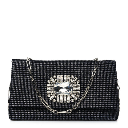 Jimmy Choo Velvet Glitter Galactica Titania Clutch Black Silver 1 of 9
