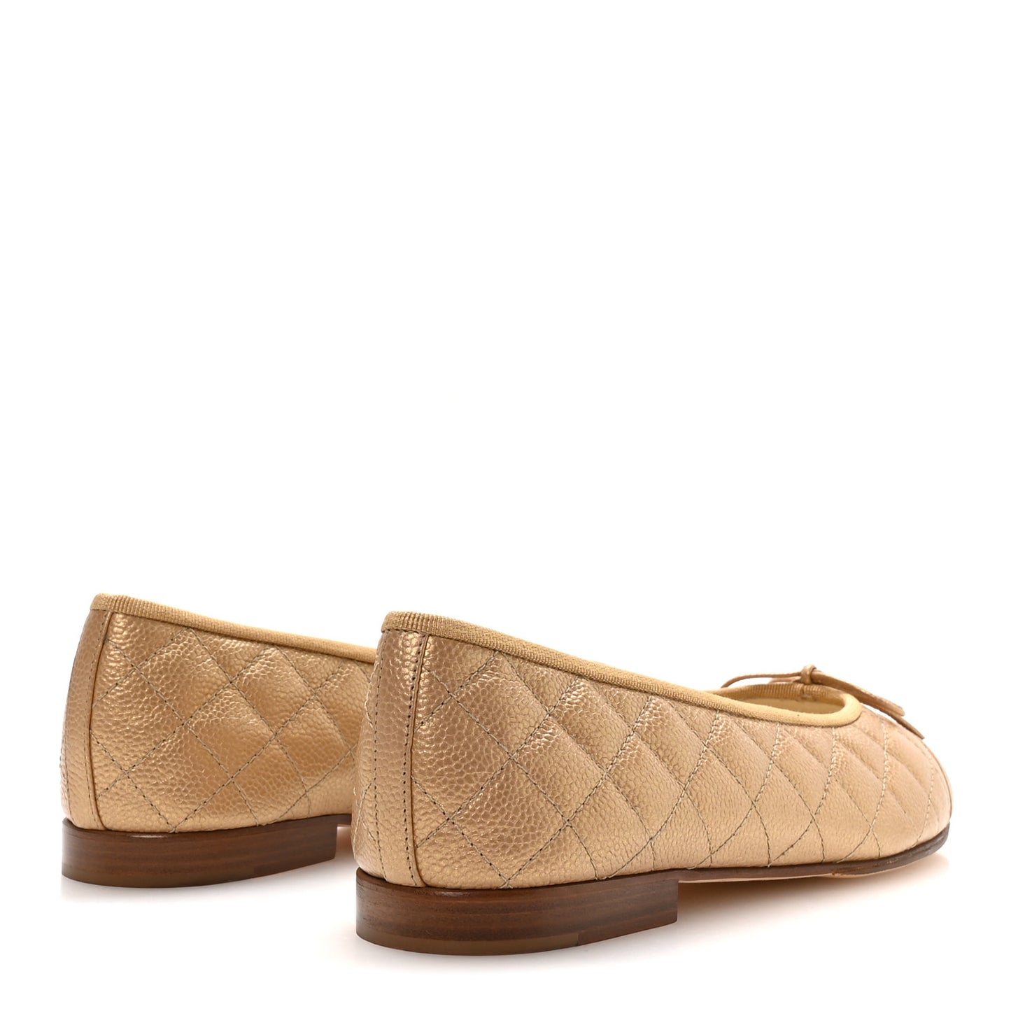 Caviar Quilted CC Cap Toe Ballerina Flats 41 Beige