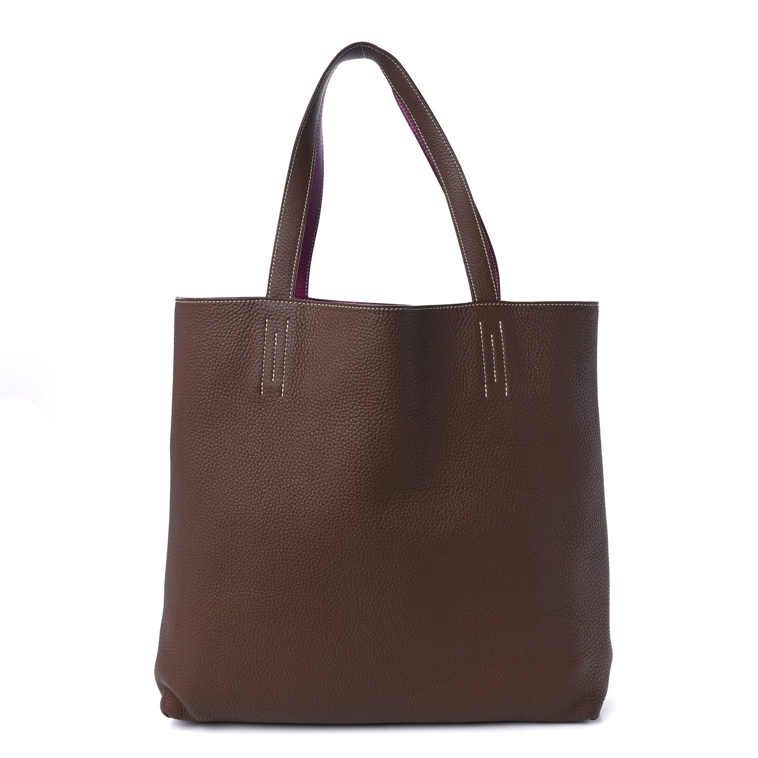 Hermes Taurillon Clemence Double Sens 45 Reversible Tote Marron D'Inde Tosca 2 of 15