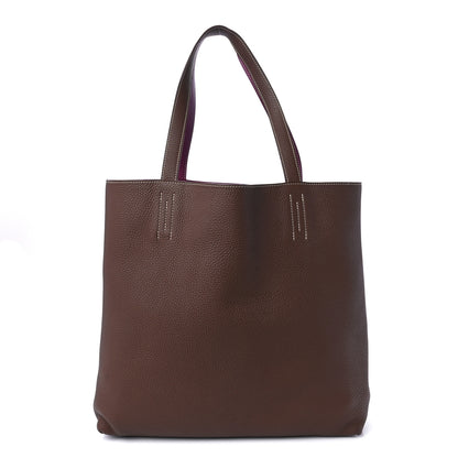 Hermes Taurillon Clemence Double Sens 45 Reversible Tote Marron D'Inde Tosca 2 of 15