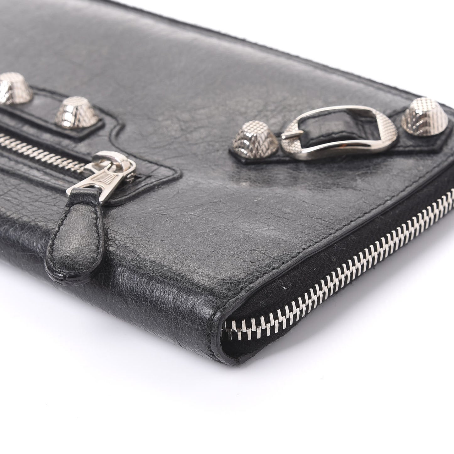 Agneau Giant 12 Silver Hardware Compagnon Wallet Black
