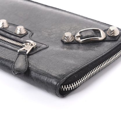 Balenciaga Agneau Giant 12 Silver Hardware Compagnon Wallet Black 6 of 8