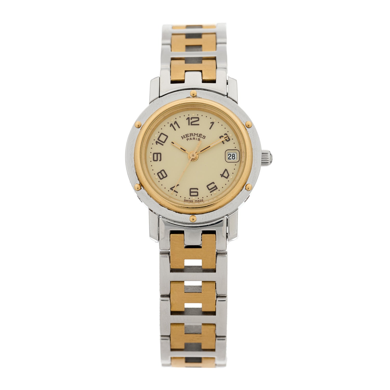 Hermes Stainless Steel 24mm Clipper Quartz Watch Gold 1 of 4