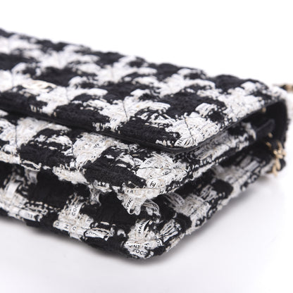Chanel Tweed Quilted Wallet On Chain WOC Black Ecru White 9 of 10