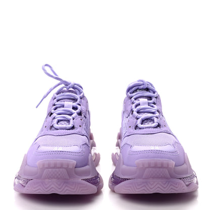 Balenciaga Fabric Mesh Clear Sole Womens Triple S Sneakers 38 Light Lilac White 2 of 9