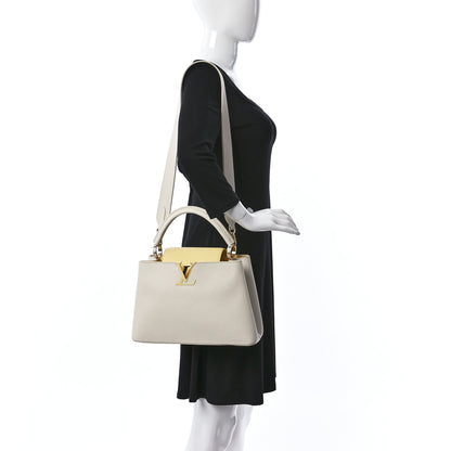 Louis Vuitton Taurillon Capucines MM Cream Plume Yellow 2 of 8