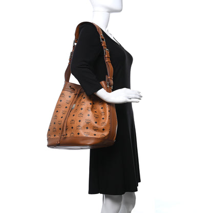 MCM Visetos Medium Dessau Drawstring Bucket Bag Cognac 2 of 13