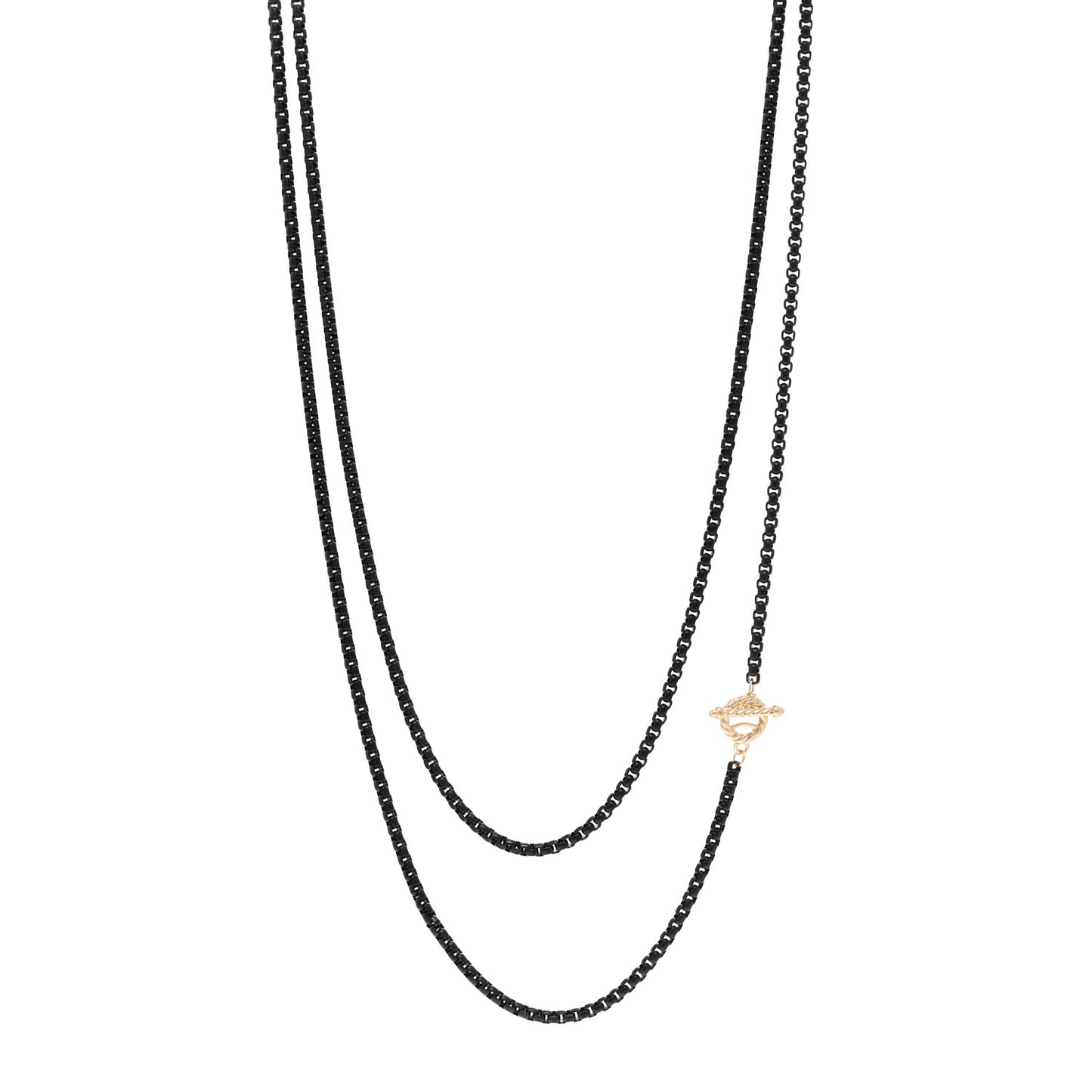 Stainless Steel 14K Yellow Gold Acrylic Bel Aire Chain Necklace Black
