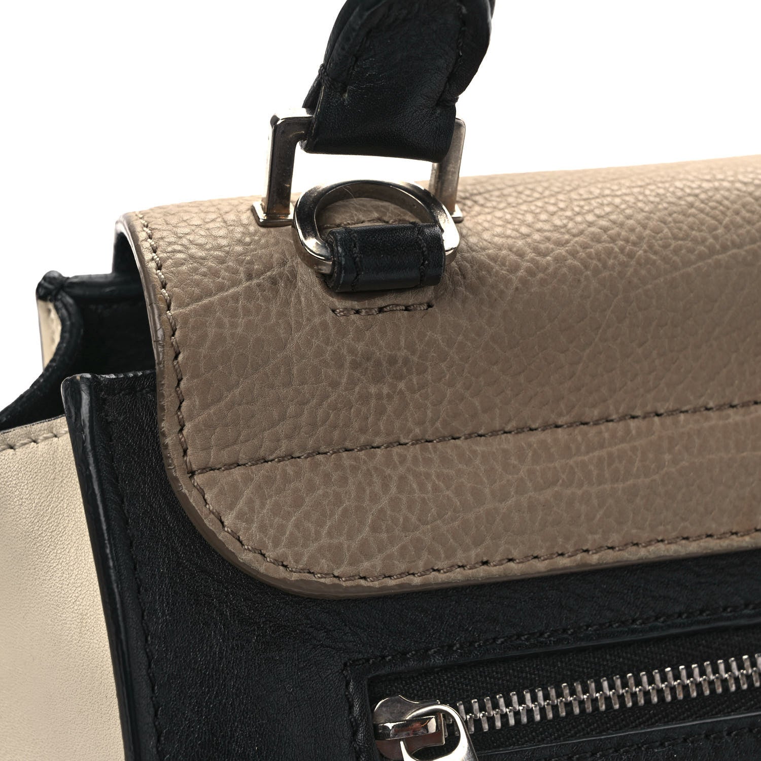 Celine Elephant Calfskin Medium Tri-Color Trapeze Black Beige 13 of 13