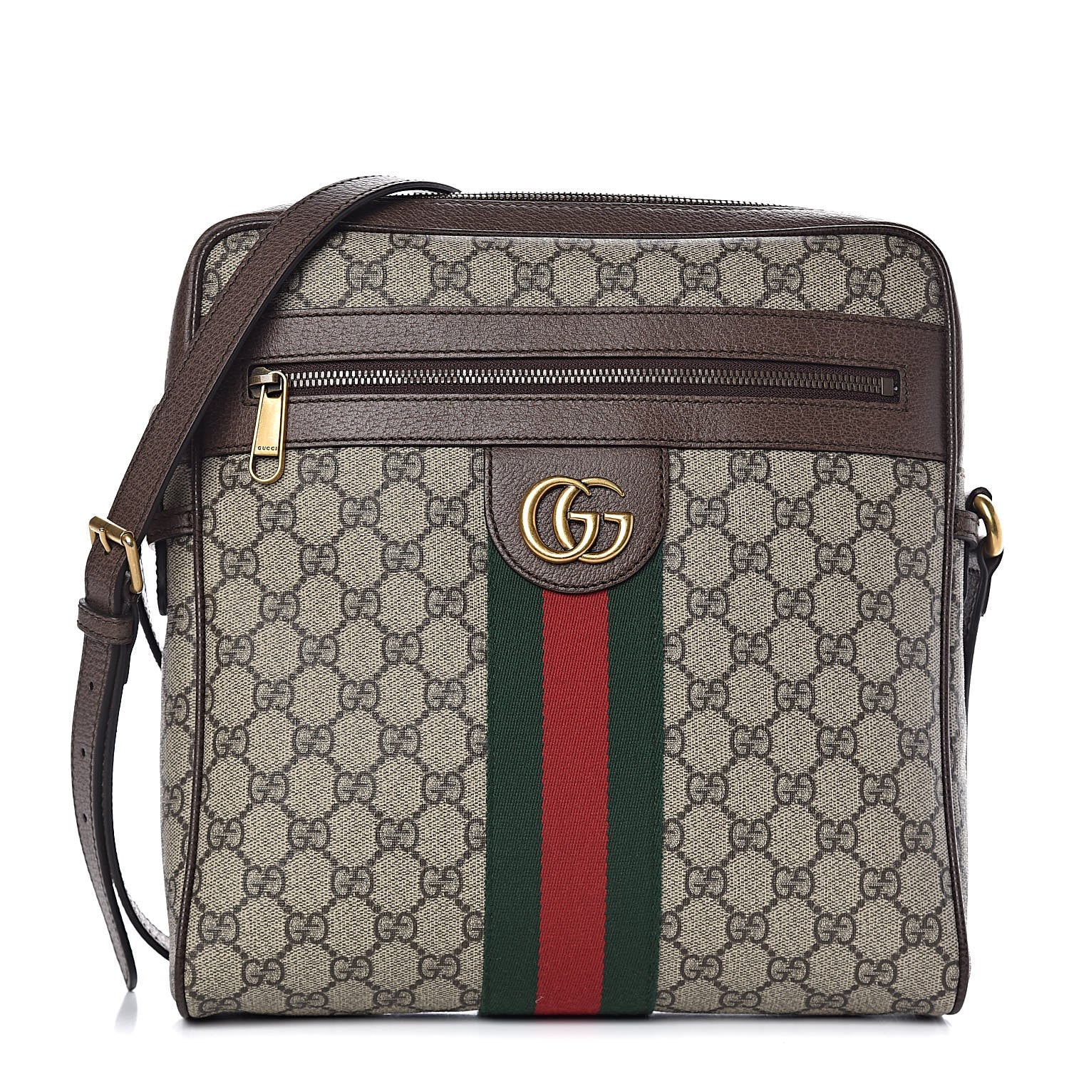 Gucci GG Supreme Monogram Web Medium Ophidia Messenger Bag Brown 1 of 10