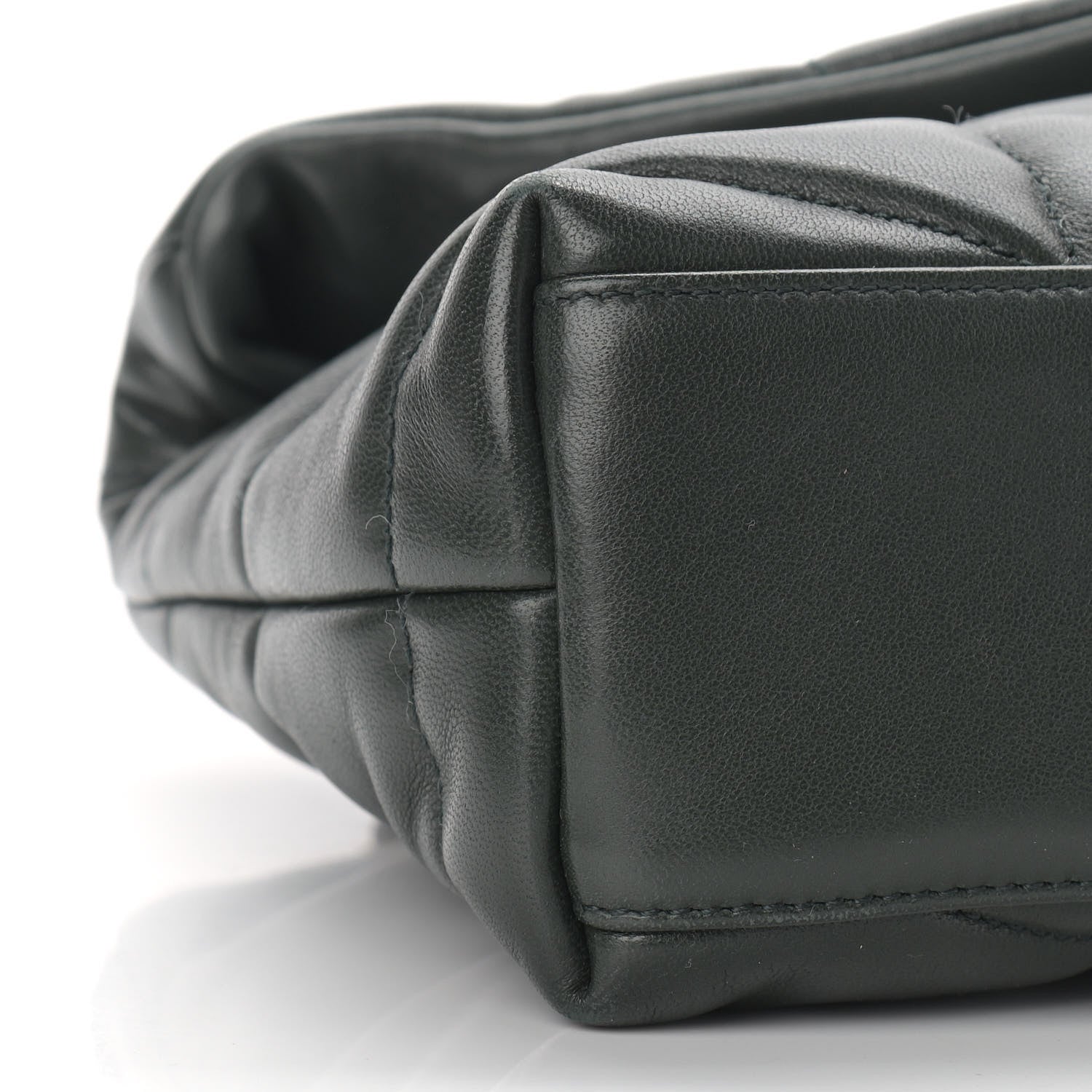 Saint Laurent Lambskin Quilted Toy Loulou Puffer Monogram Chain Satchel Deep Green 7 of 8