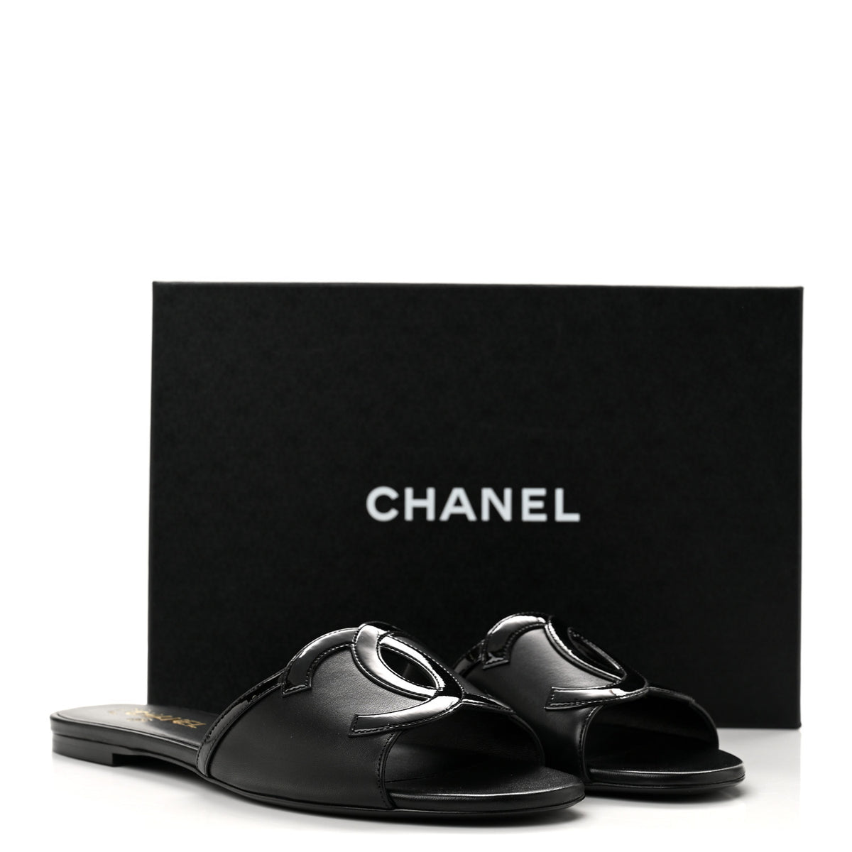 Chanel Lambskin Patent Calfskin CC Cutout Mules 40.5 Black 11 of 11