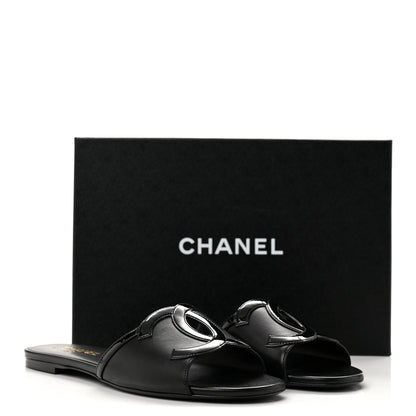 Chanel Lambskin Patent Calfskin CC Cutout Mules 40.5 Black 11 of 11
