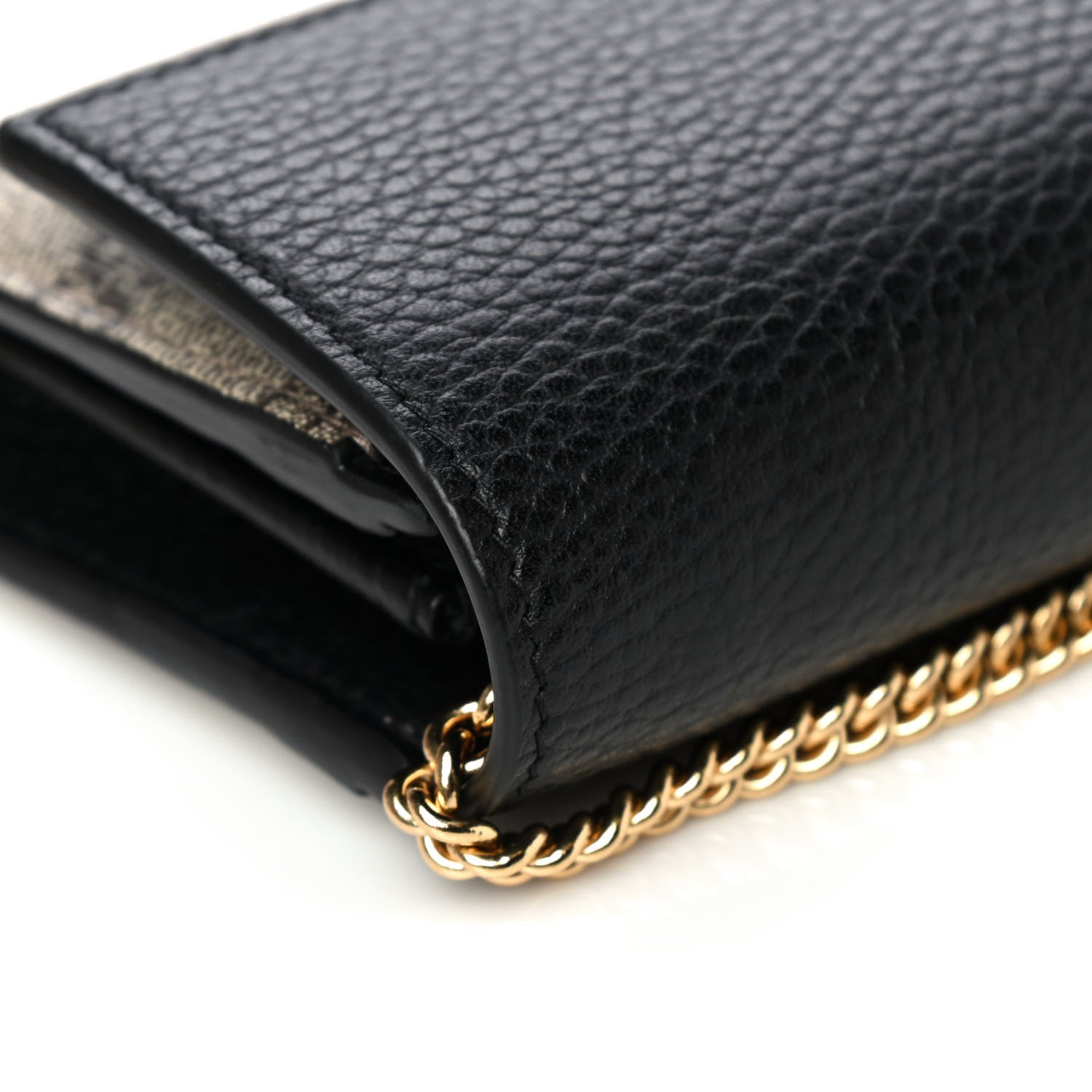 Gucci Dollar Calfskin GG Supreme Monogram Petite GG Marmont Wallet Chain Bag Black Beige Ebony 10 of 11