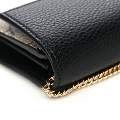 Gucci Dollar Calfskin GG Supreme Monogram Petite GG Marmont Wallet Chain Bag Black Beige Ebony 10 of 11