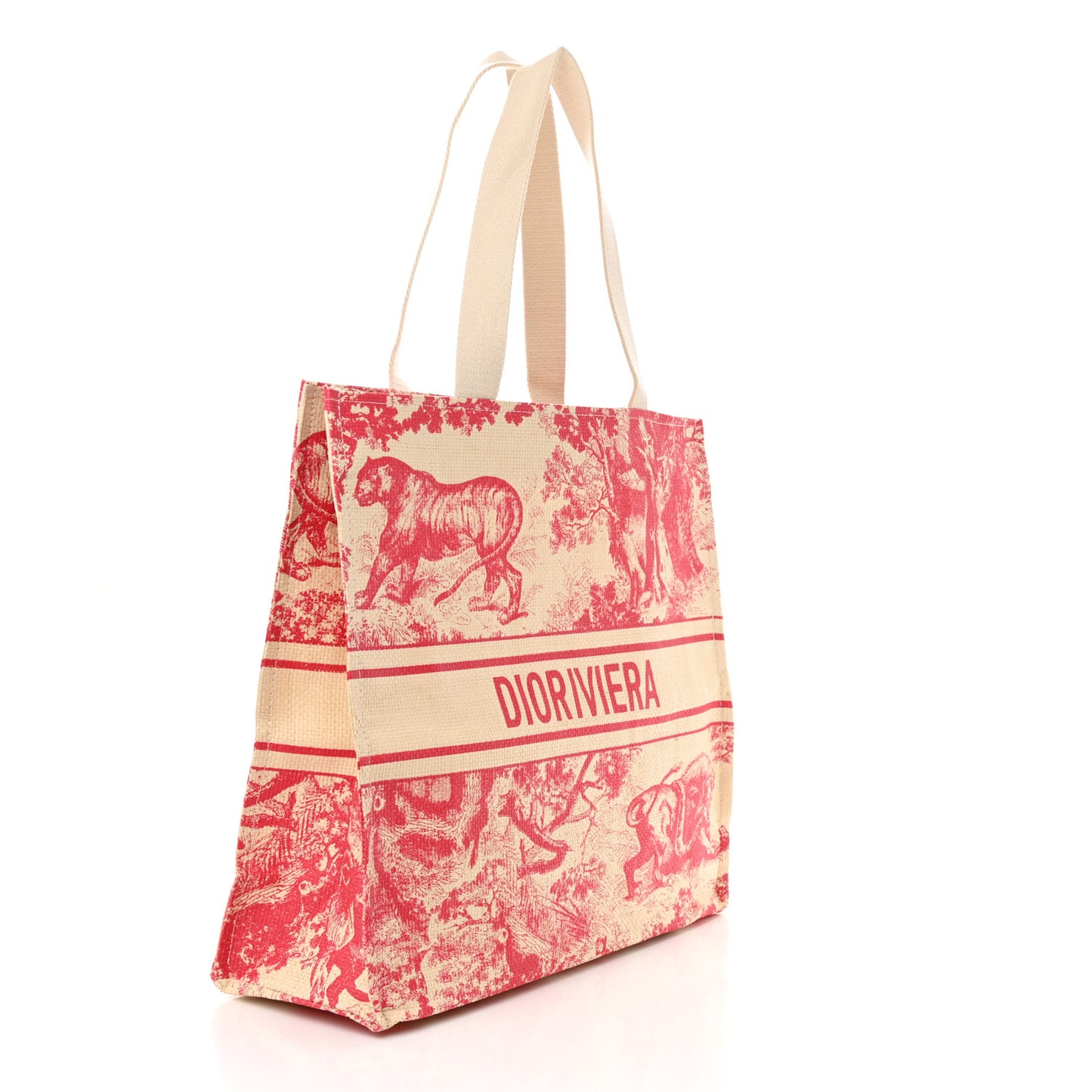 Straw Dioriviera Tote Pink