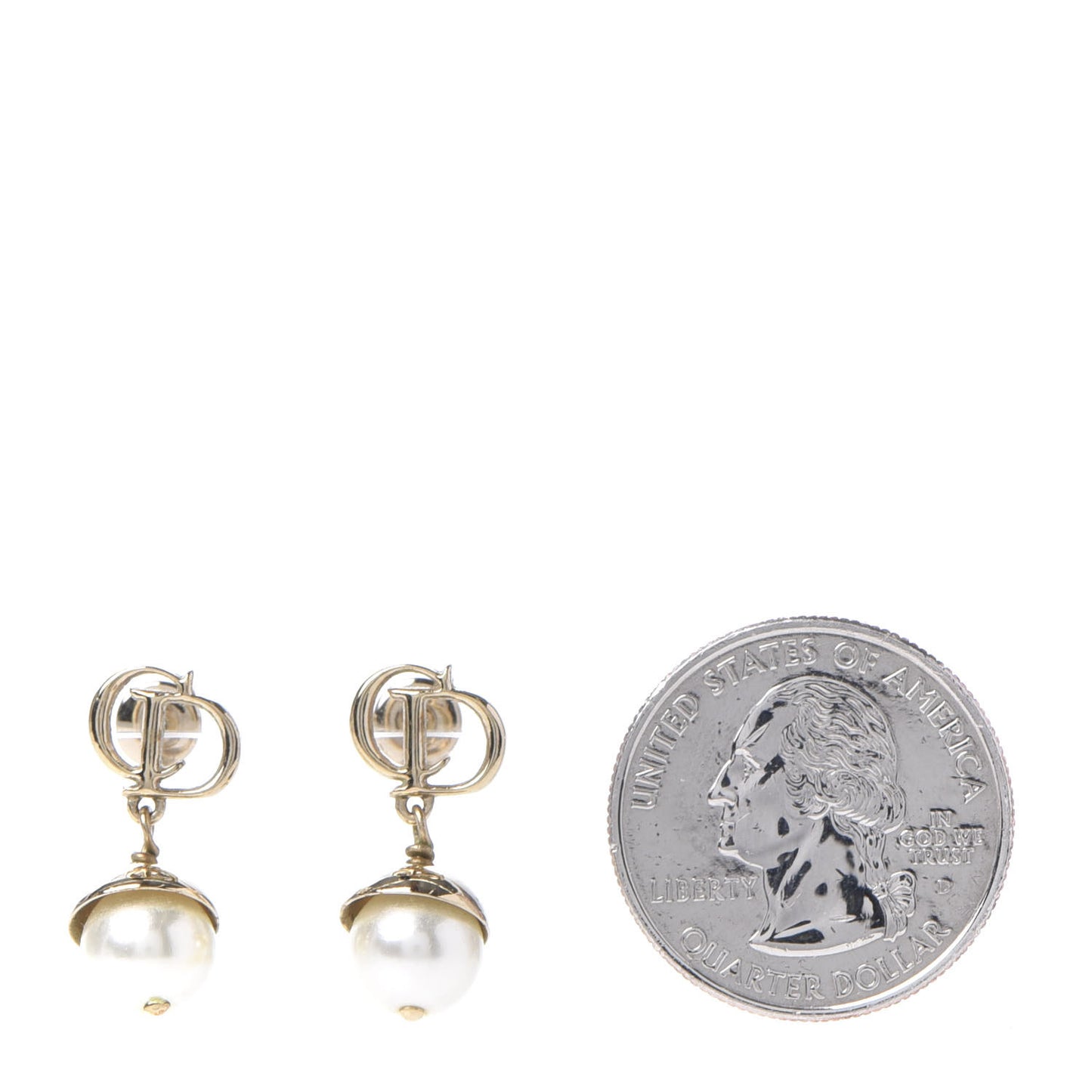 Pearl CD Drop Earrings Gold