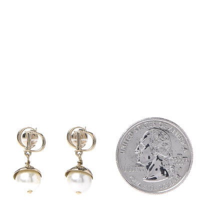 Christian Dior Pearl CD Drop Earrings Gold 2 of 4