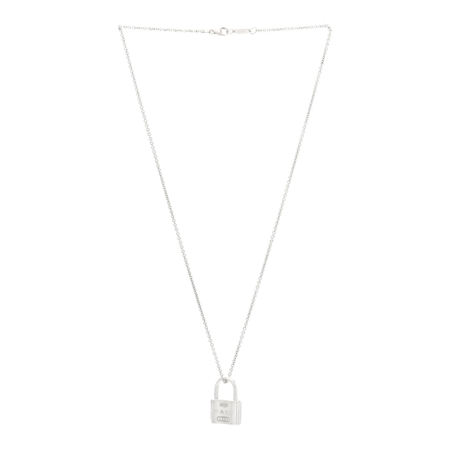 Tiffany Sterling Silver 1837 Lock Charm Pendant Necklace 3 of 5