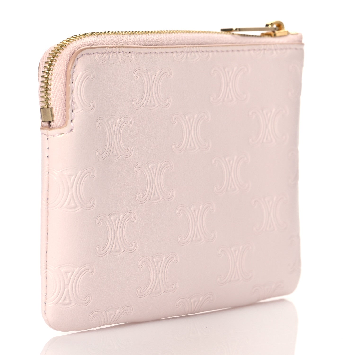 Celine Smooth Calfskin Triomphe Embossed Coin and Card Pouch Rose Pale 3 of 11