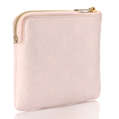 Celine Smooth Calfskin Triomphe Embossed Coin and Card Pouch Rose Pale 3 of 11