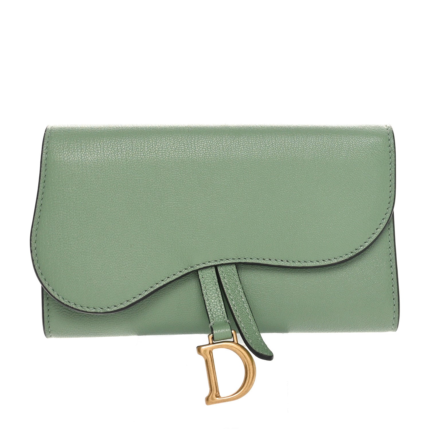 Christian Dior Goatskin Saddle Long Wallet Queen Mint 1 of 9