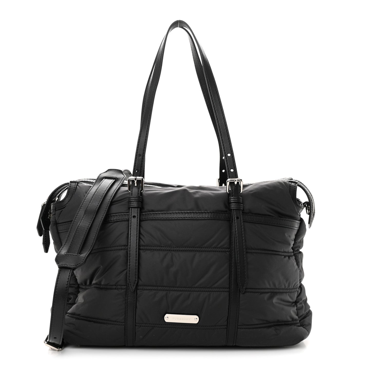 Nylon House Check Quilted Abbey Diaper Bag Black