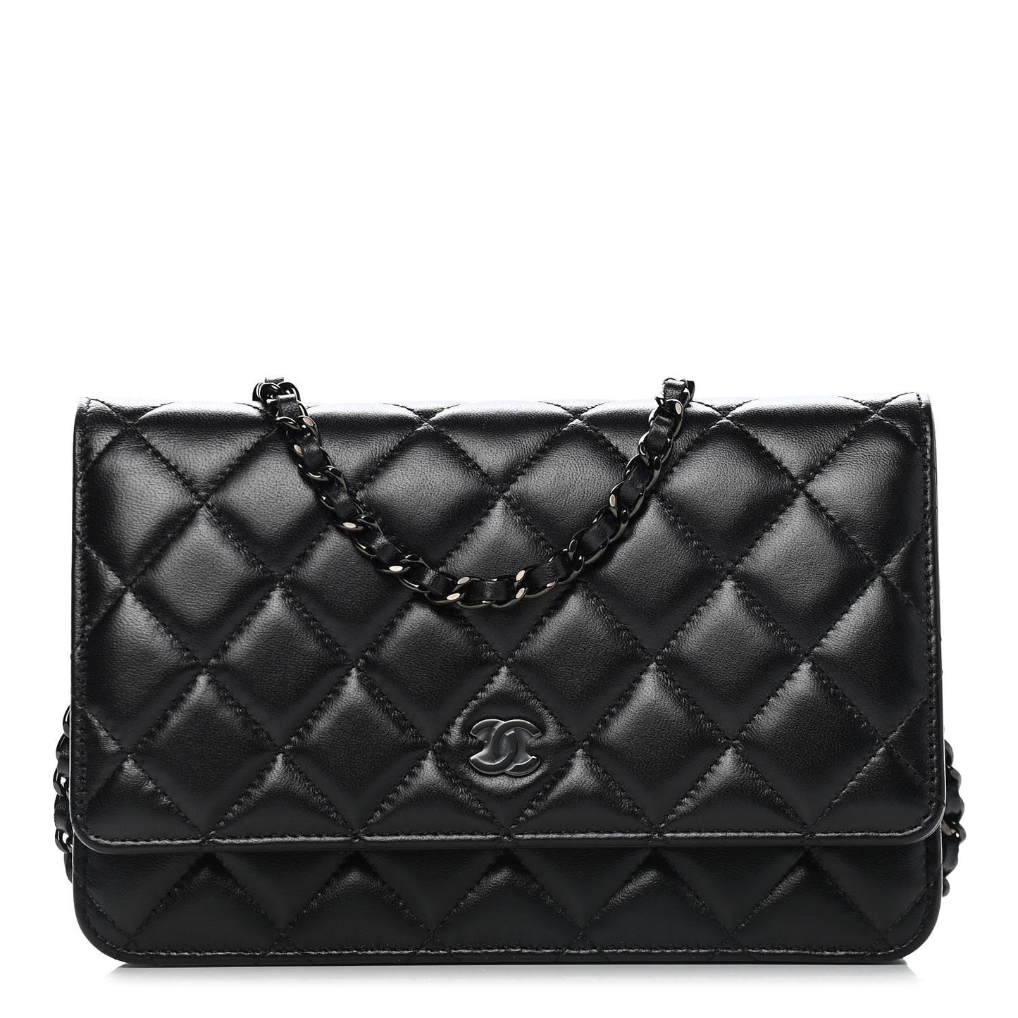 Lambskin Quilted Wallet On Chain WOC So Black
