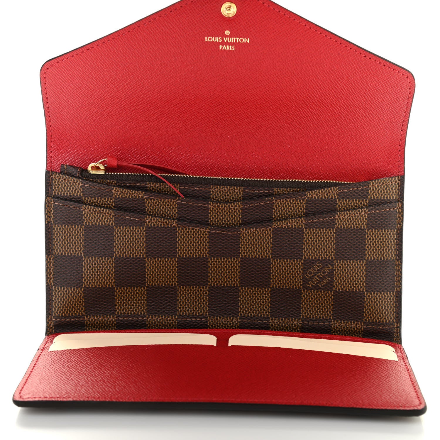 Louis Vuitton Damier Ebene Josephine Wallet Red 5 of 8