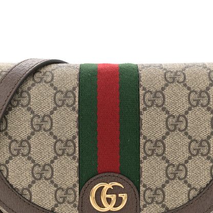 Gucci GG Supreme Monogram Textured Dollar Calfskin Web Mini Ophidia Flap Shoulder Bag Beige Ebony New Acero 8 of 11