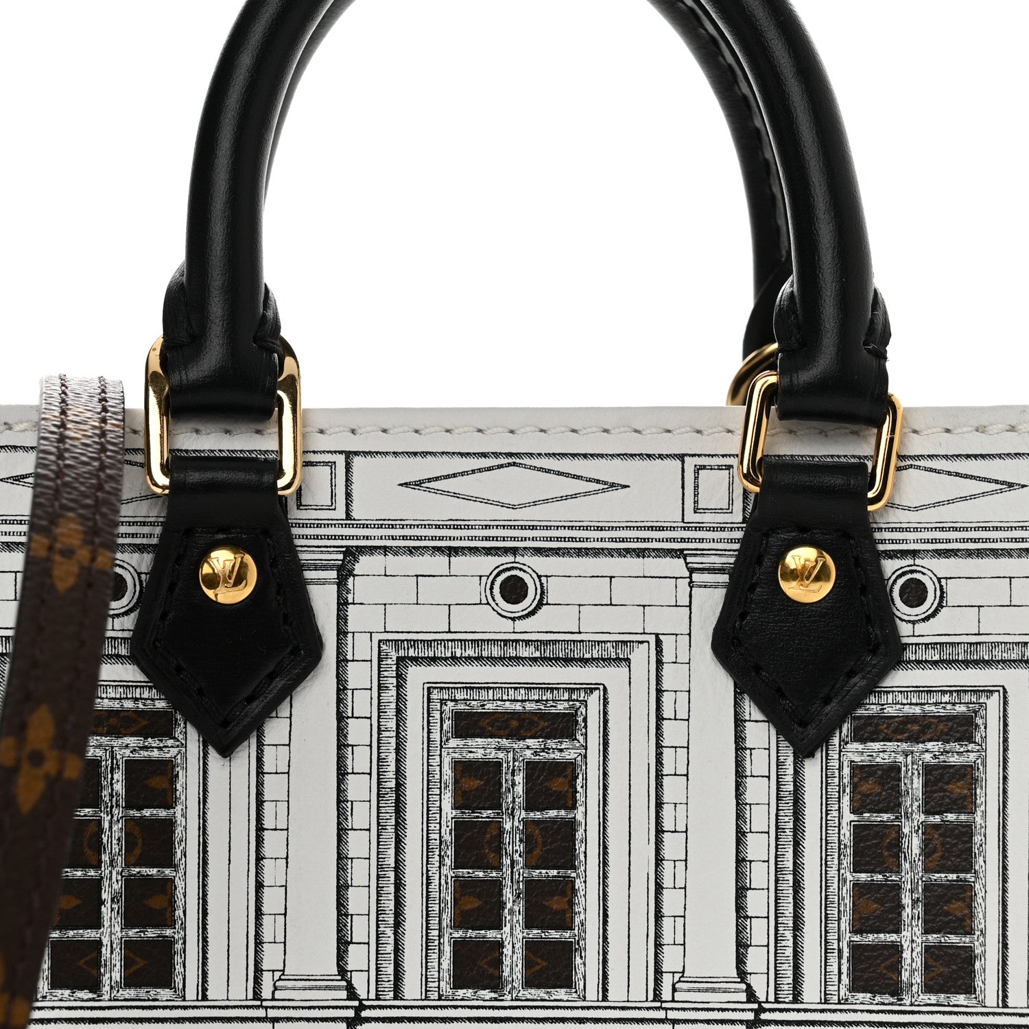 Louis Vuitton X FORNASETTI Calfskin Architettura Petit Sac Plat Black White 7 of 9