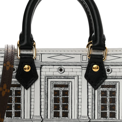 Louis Vuitton X FORNASETTI Calfskin Architettura Petit Sac Plat Black White 7 of 9