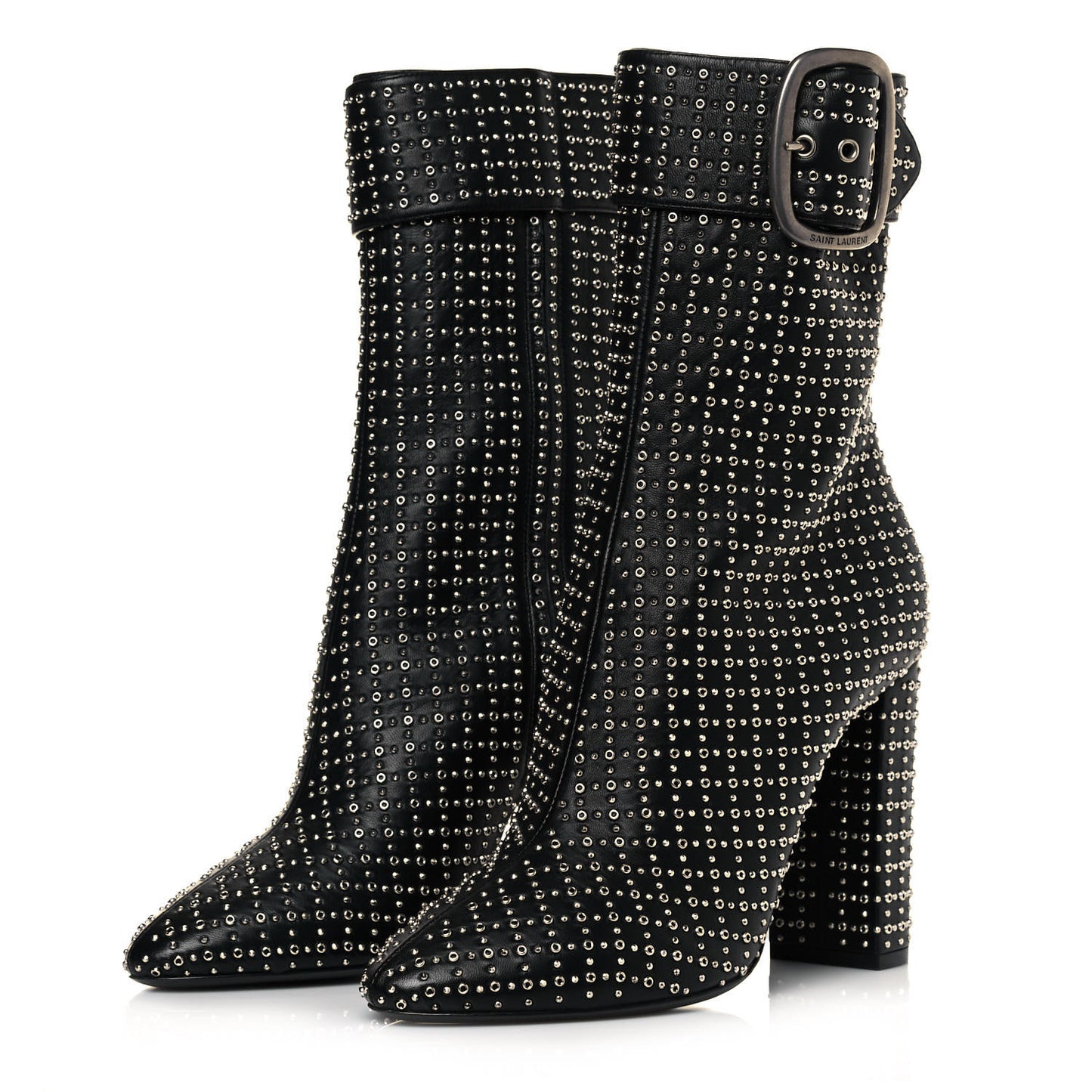 Nappa Studded Joplin Buckle Booties 40 Black