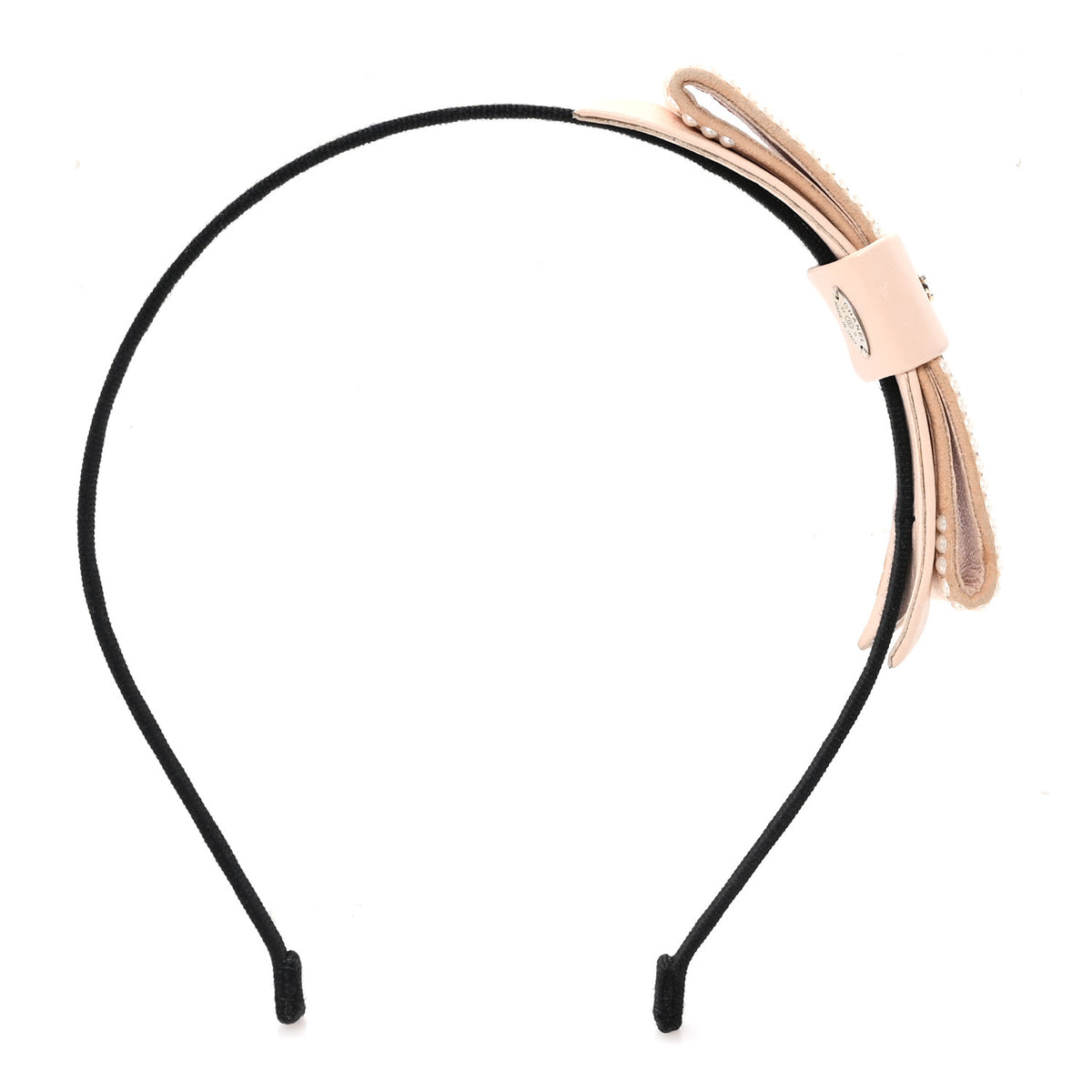 Chanel Lambskin Pearl Bow CC Headband Light Pink 3 of 5