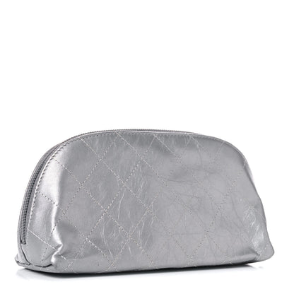 Chanel Metallic Aged Calfskin Quilted Palette Cosmetic Case Silver 3 of 15