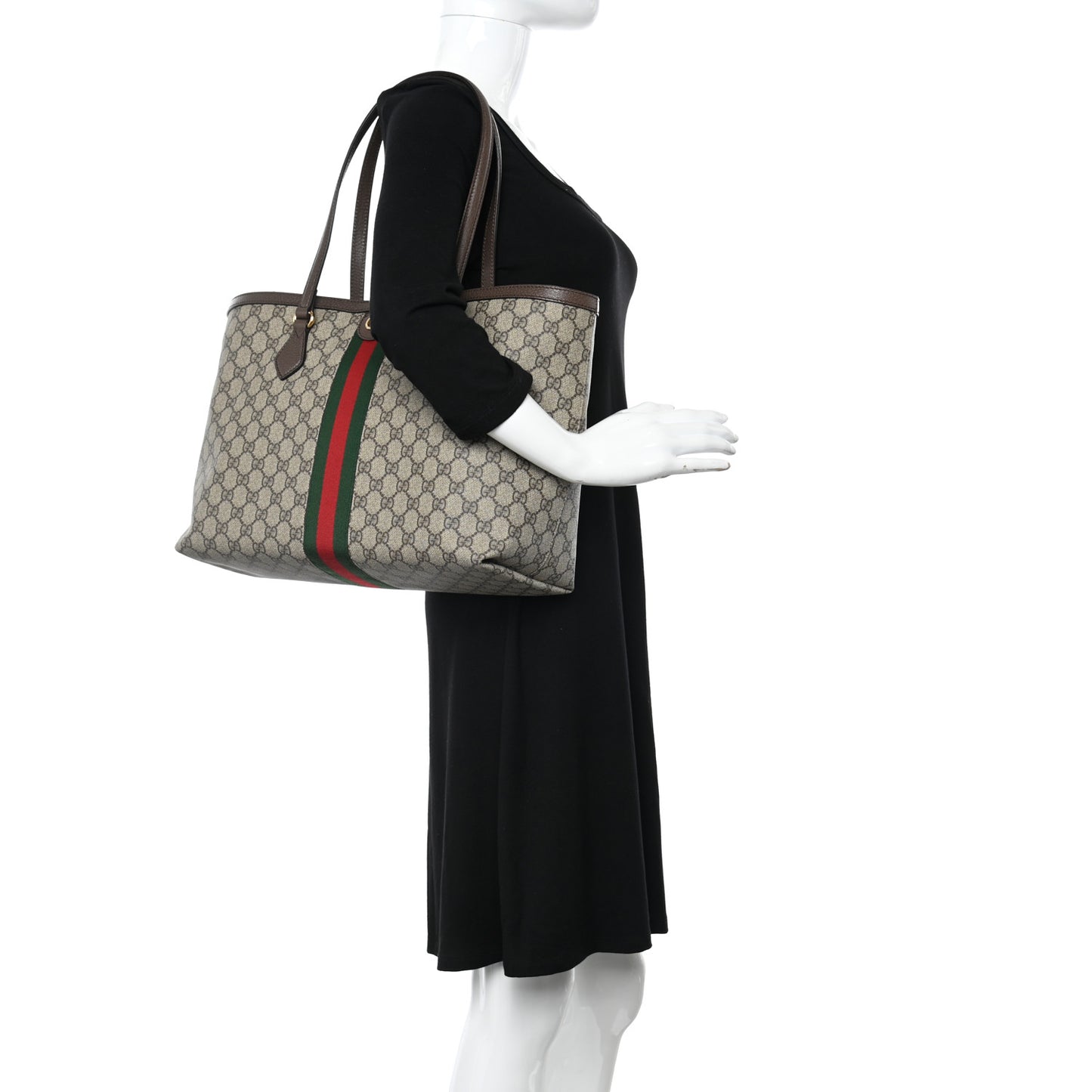 GG Supreme Monogram Medium Ophidia Shopping Tote Brown