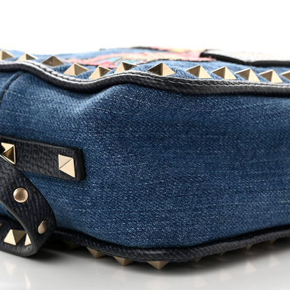 Valentino Garavani Denim Butterfly Embroidered Rockstud Camera Crossbody Bag Light Denim Multicolor 9 of 12