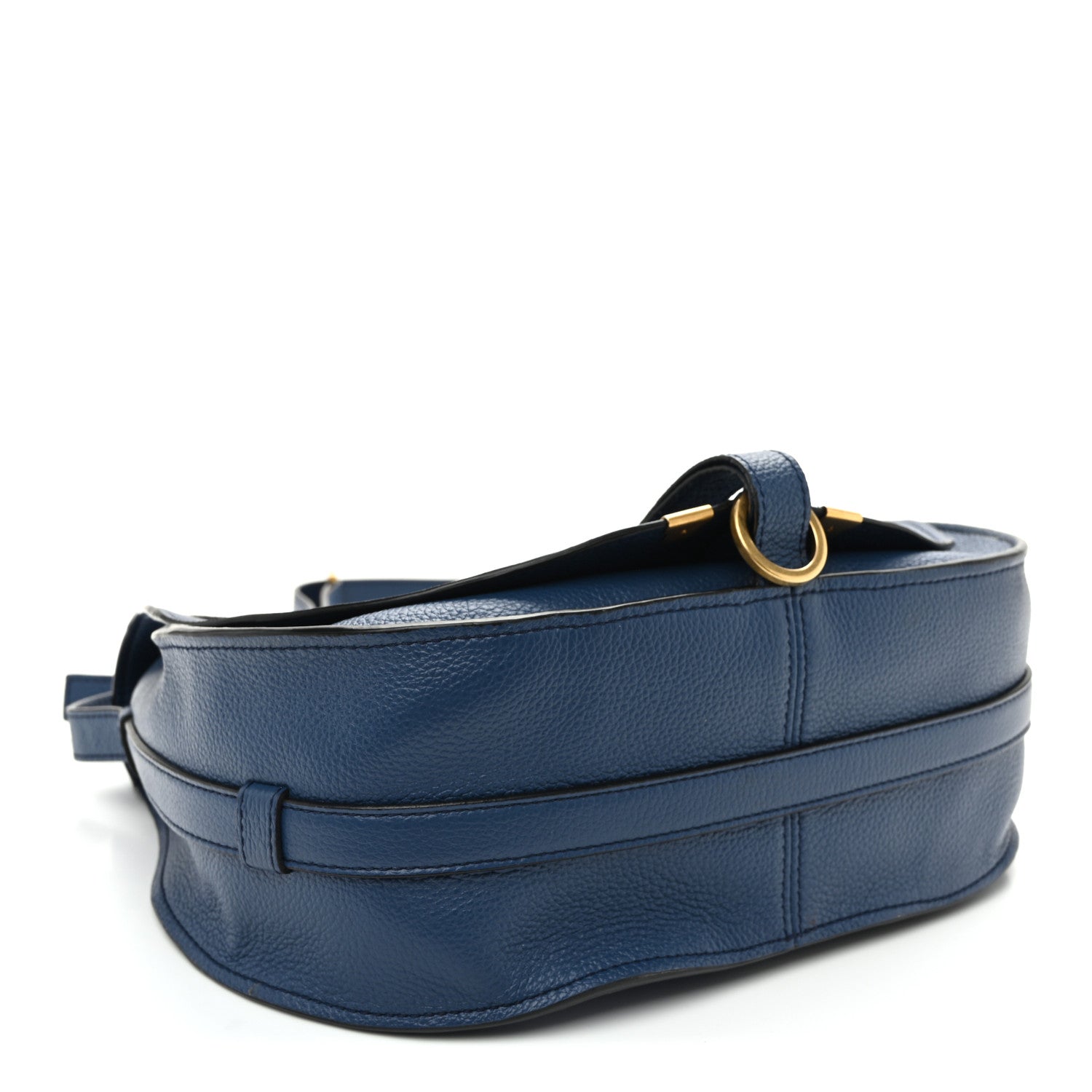 Chloe Grained Calfskin Medium Marcie Saddle Bag Deep Denim 4 of 12