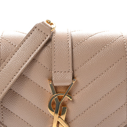 Saint Laurent Grain De Poudre Textured Mixed Matelasse Triquilt Small Monogram Satchel Dark Beige 7 of 9