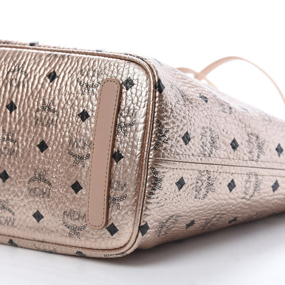 MCM Metallic Visetos Medium Anya Shopper Tote Champagne Gold 14 of 16