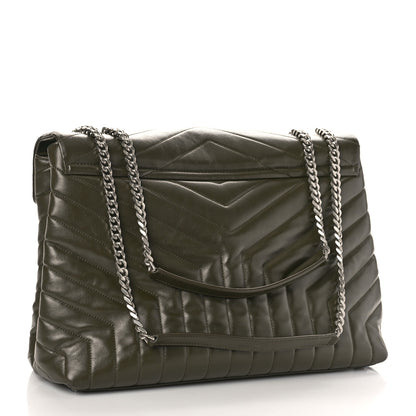 Saint Laurent Calfskin Y Quilted Monogram Large Loulou Chain Satchel Kaki Fonce 3 of 9