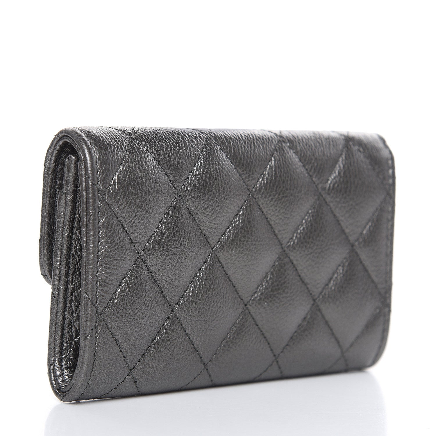 Chanel Metallic Calfskin Quilted Reissue Flap Card Holder Grey 3 of 9