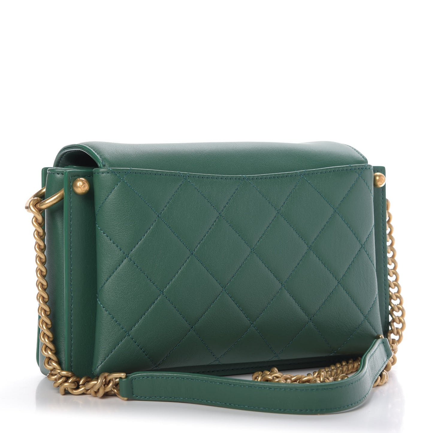 Calfskin Quilted Envelope Flap Green
