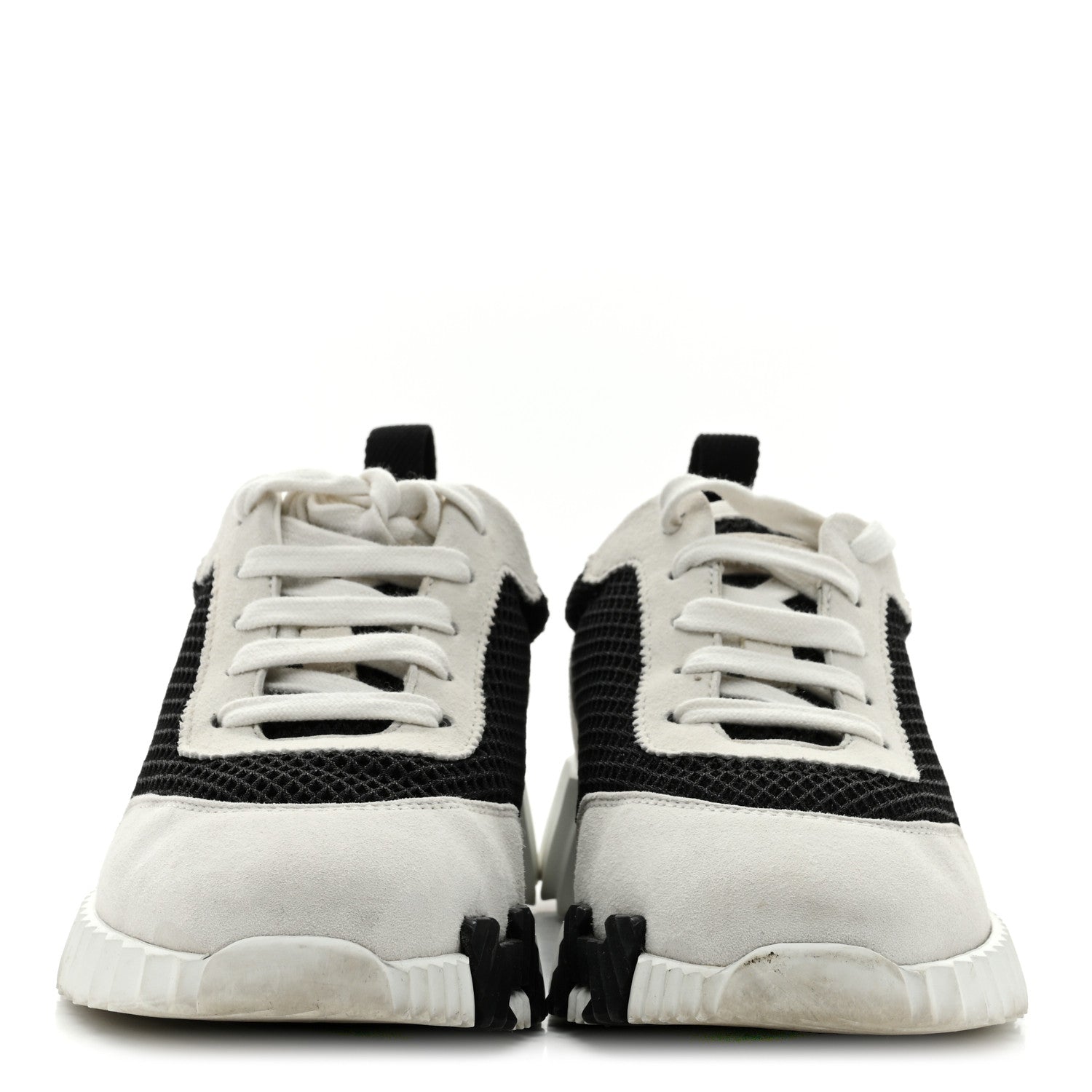 Hermes Air Mesh Suede Goatskin Bouncing Sneakers 35.5 Black White 3 of 9