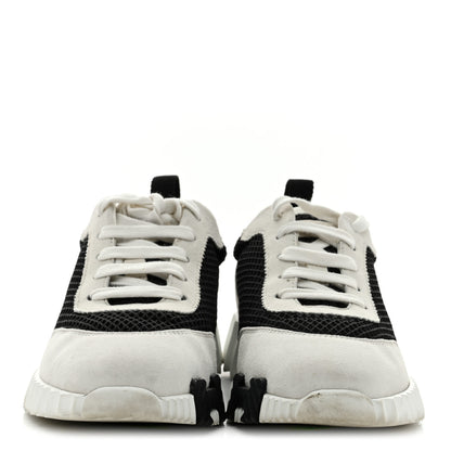 Hermes Air Mesh Suede Goatskin Bouncing Sneakers 35.5 Black White 3 of 9