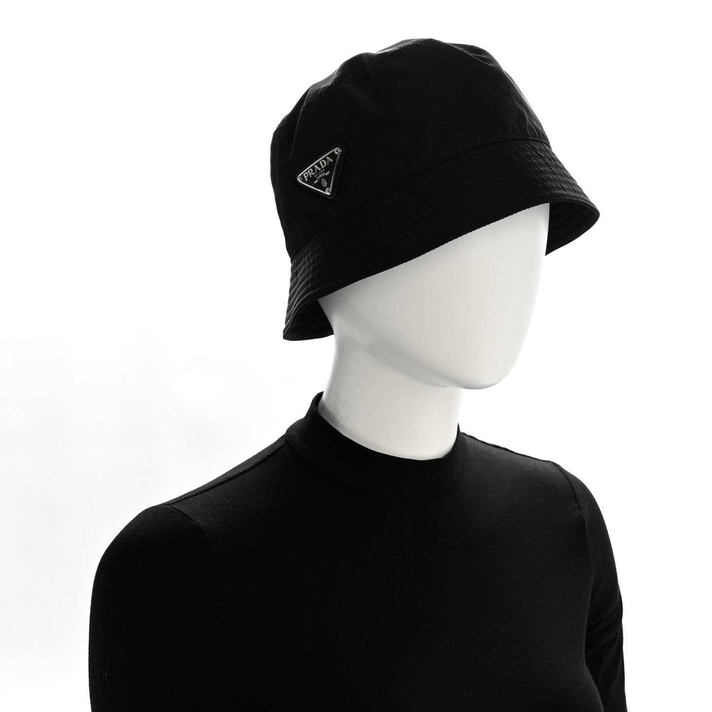Re-Nylon Metal Triangle Logo Womens Bucket Hat XL Black
