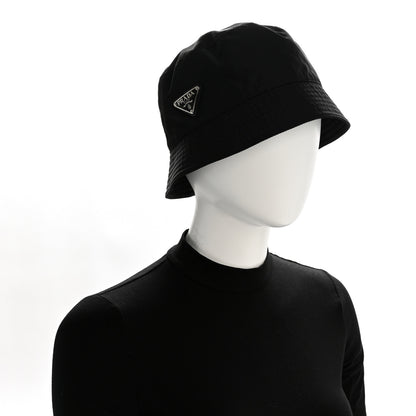 Prada Re-Nylon Metal Triangle Logo Womens Bucket Hat XL Black 2 of 11