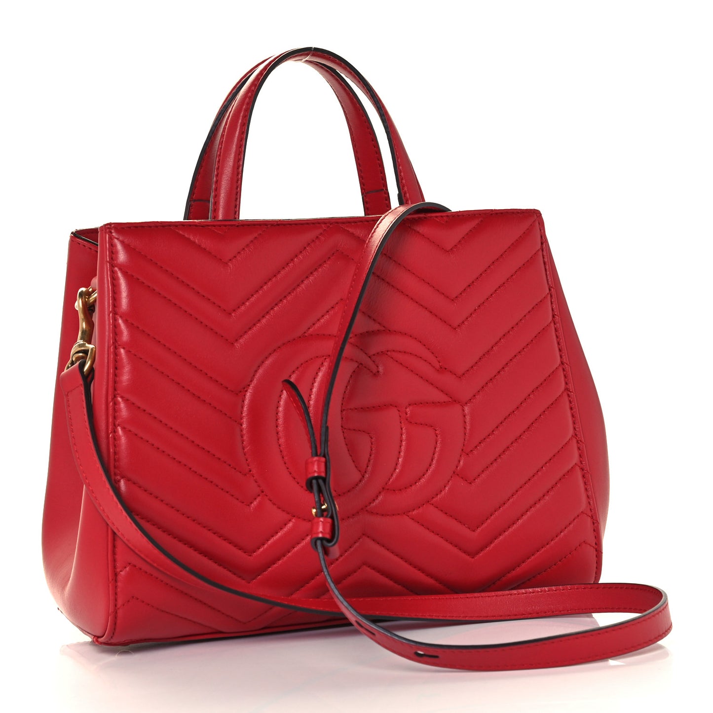 Calfskin Matelasse Small GG Marmont Tote Hibiscus Red