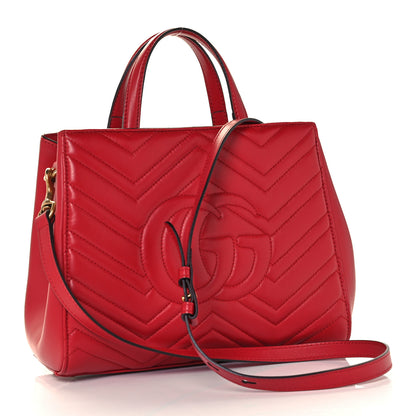 Gucci Calfskin Matelasse Small GG Marmont Tote Hibiscus Red 3 of 11