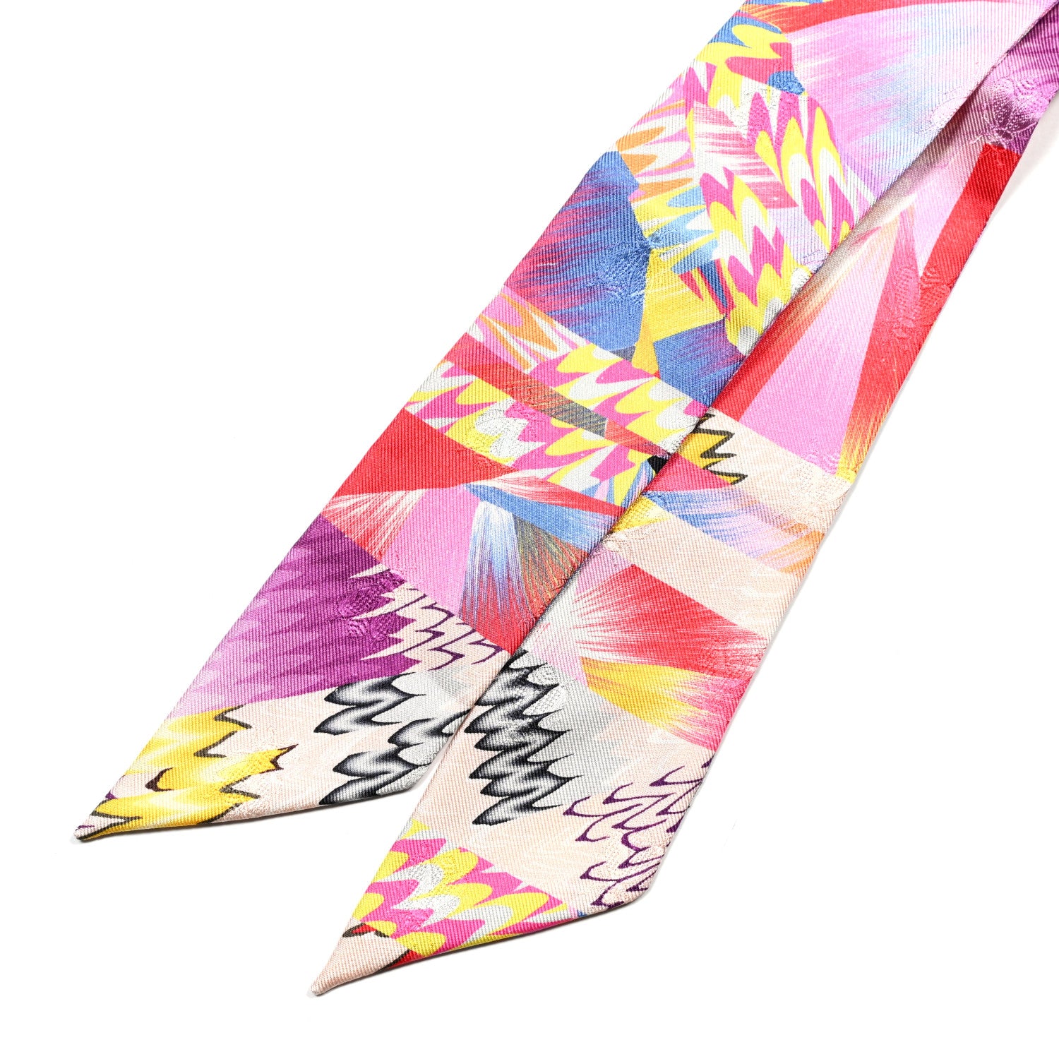 Hermes Silk All Over Marble Silk Twilly Rose Multicolor Ocre 2 of 4